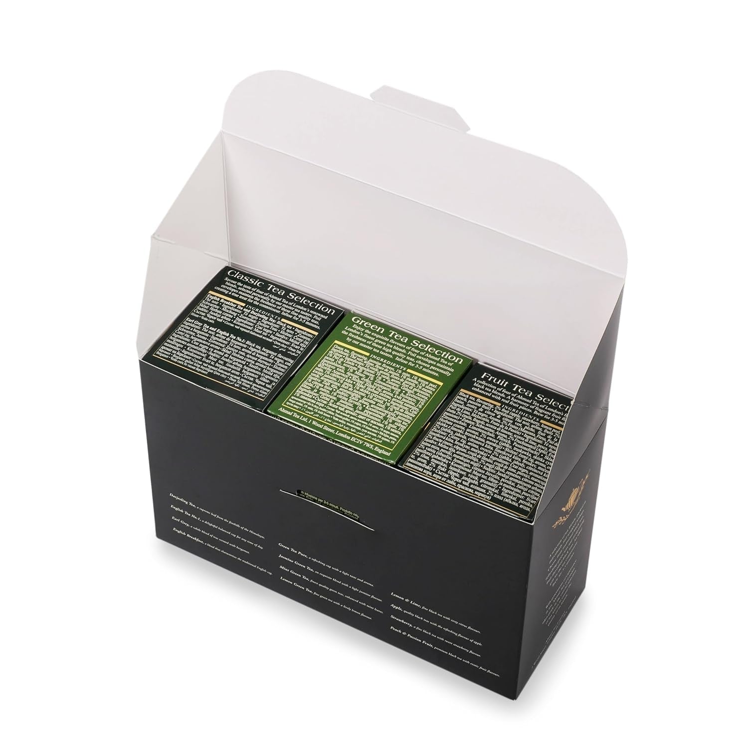 Ahmad Tea - Twelve Teas - Sortiment de 12 sortimente de ceai negru și ceai verde cu diferite arome - 60 pliculețe de ceai ambalate individual, sigilate pentru păstrarea aromelor, cu panglică, 120 g ceai