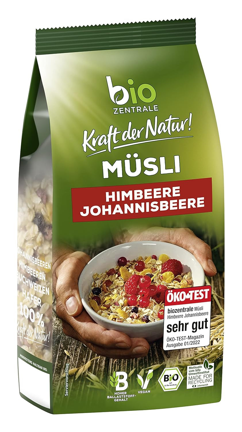 Biocentral müsli med mørk chokolade | 500 g økologisk vegansk | Ideel til morgenmad og din kop takeaway müsli | Alternativ til müslibarer
