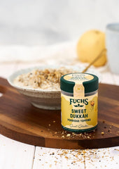 Fuchs Gewürze - Grød Topping "Sweet Dukkah" - sprød Topping med Haselnuss, Sesam og Mandeln für Havre-Meals - aus natürliche Ingrediens - 60 g i wiederverwendbarer, genbrugsbarer Dosis