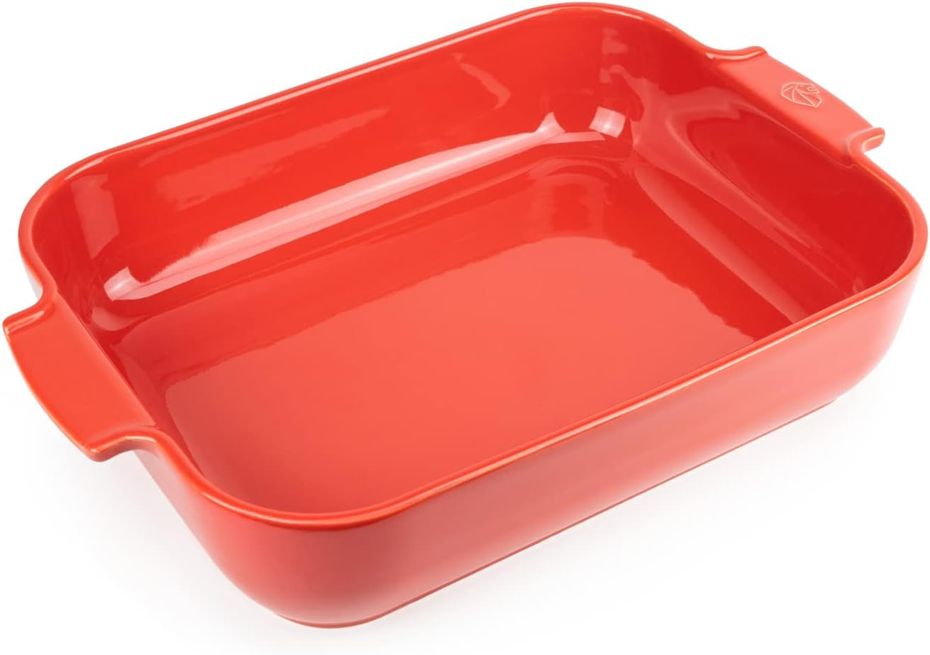Peugeot Appolia Rechteckige Auflaufform Mit Griffen, Keramik, Schiefer / Grau, 8,3X40,5X27,2 Cm, Fassungsvermögen: Ca. 4 L, 60022 Forme og bageplader Naty Shop Rot