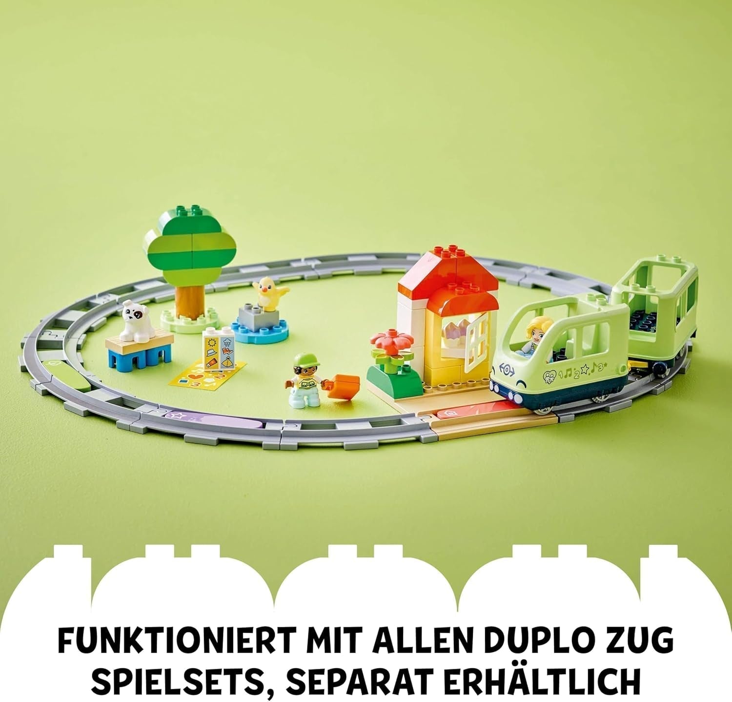 LEGO DUPLO Town Interactive Adventure Train, Legesæt med lys og lyde til rolleleg, giver 2-årige mulighed for at bygge spor, Pædagogisk legetøj til førskole 10427 Byggesæt Besuche den LEGO-Store