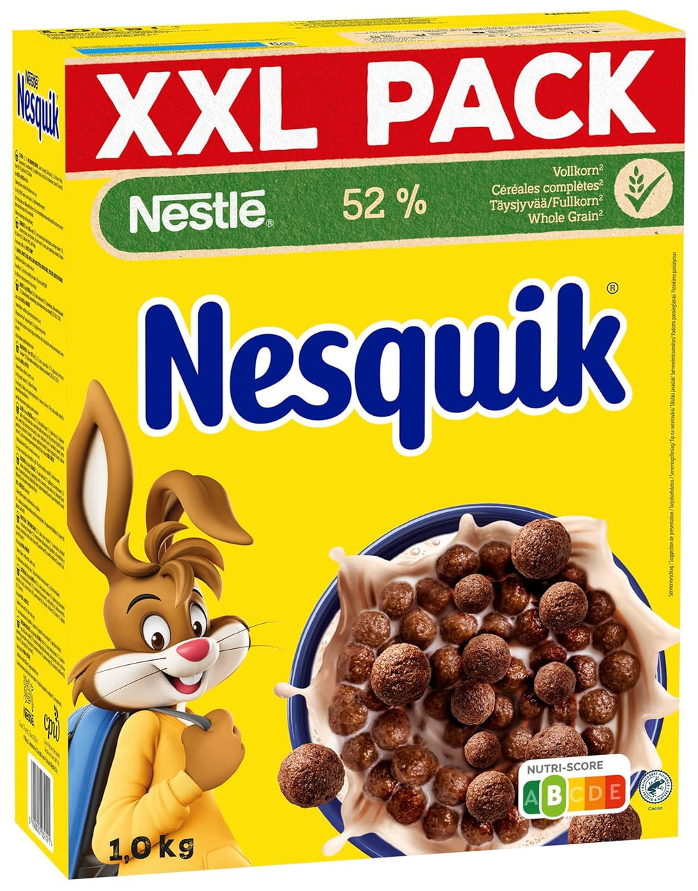 Nestlé Nesquik sprød morgenmad, korn med chokolade og fuldkorn, 1 pakke (1 x 1 kg)