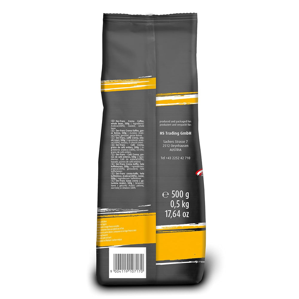 DER-FRANZ Kaffee Crema, Intensität 4/5, 100% Arabica, ganze Kaffeebohnen, 3 x 500 g