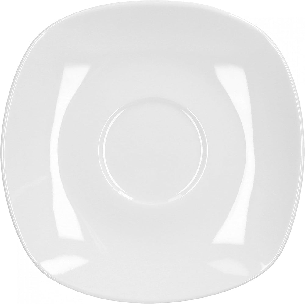 Serviciu de cafea Van Well Lilli pentru 12 persoane, set de veselă pătrată din porțelan, albă, cu 36 de piese, cu margini curbate pentru o masă de cafea perfect aranjată – potrivit pentru mașina de spălat vase