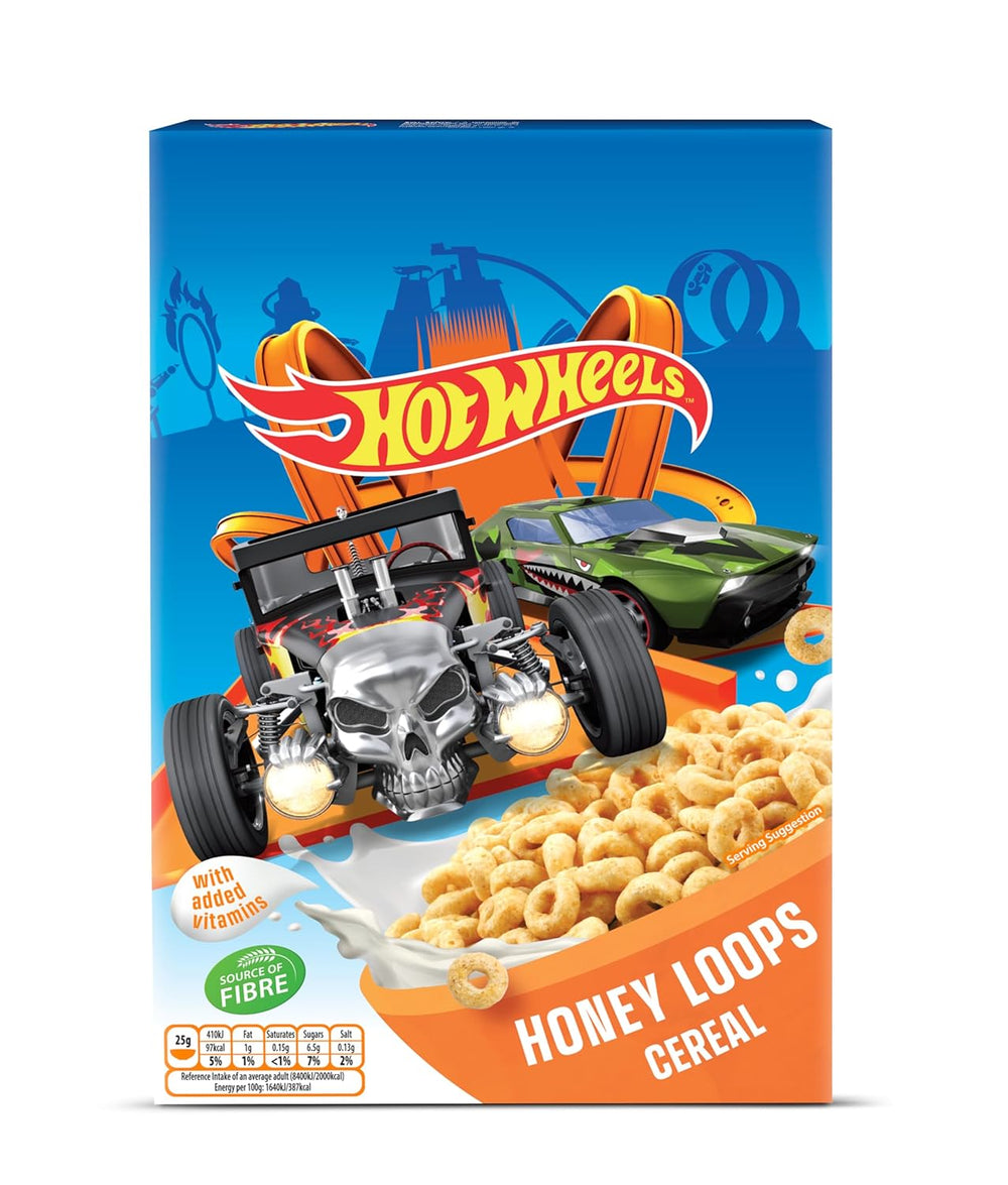Hot Wheels Honey Loops Crunchy fuldkornsmorgenmad med tilsatte vitaminer, 1 pakke (1 x 375 g)