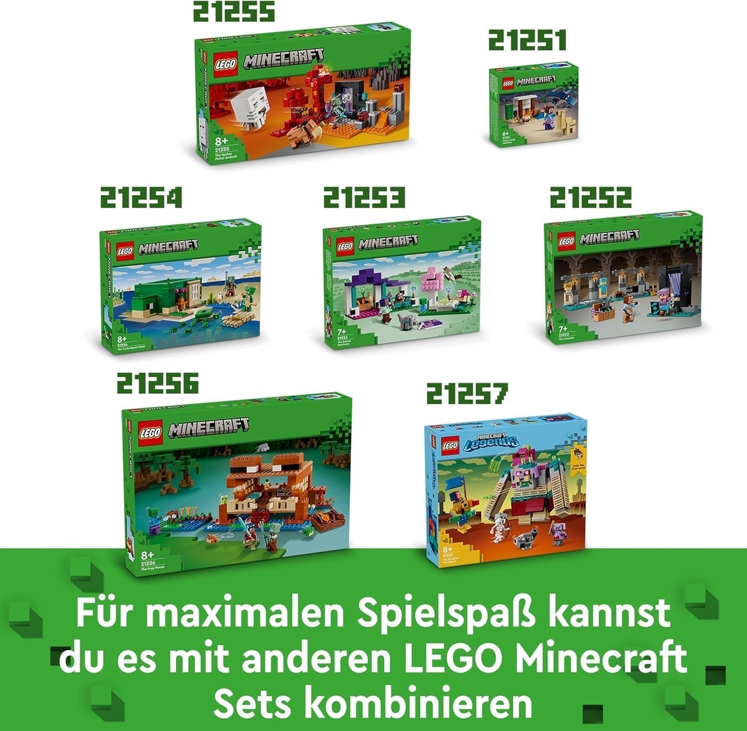 LEGO Minecraft Frøhuset, legetøjshus med figurer inklusive zombie, slim og druknende mand, plus tilbehør som legetøjsbåd og arbejdsbord, gave til drenge og piger fra 8 år 21256 Byggesæt Besuche den LEGO-Store