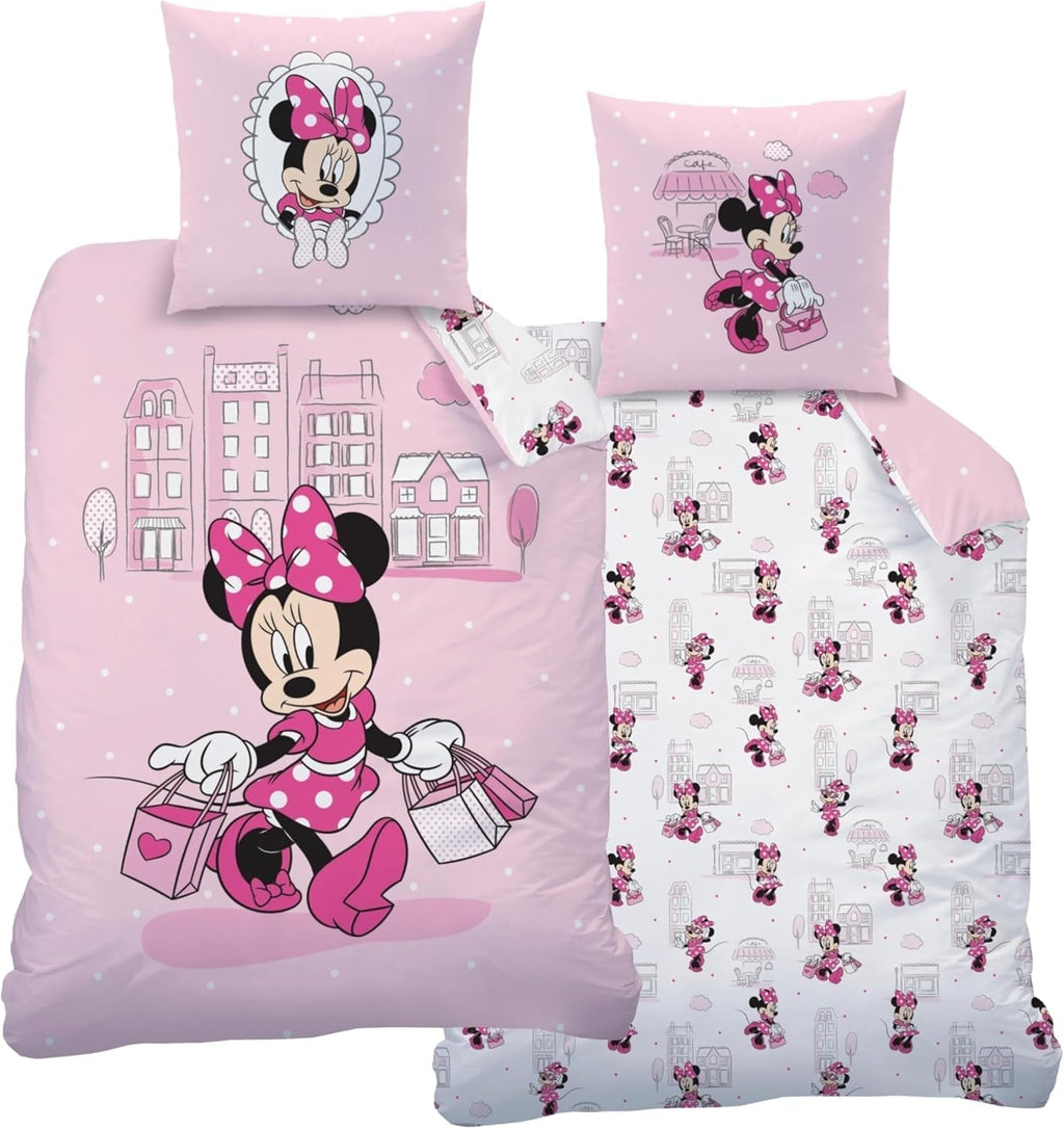 Lenjerie de pat pentru copii, diverse personaje animate, 100% bumbac Lenjerie de pat - copii Naty Shop Minnie Mouse