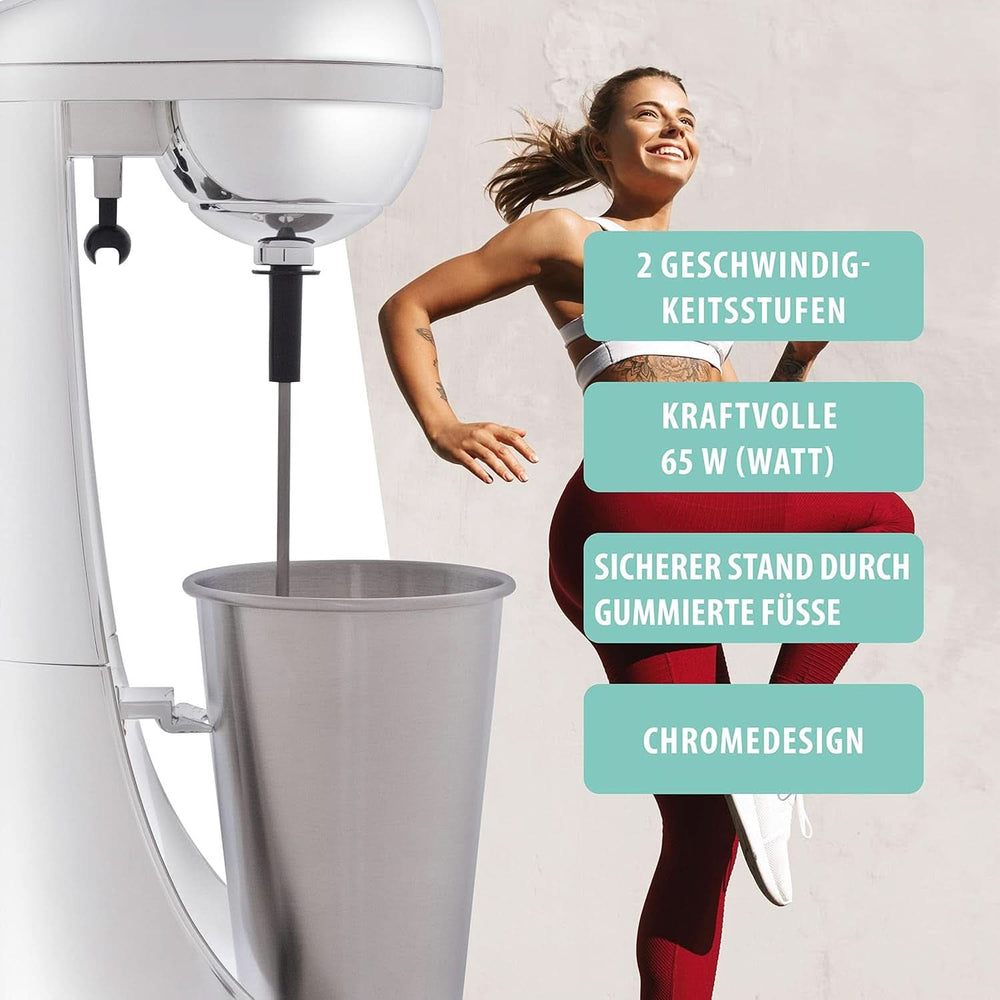 Clatronic® Barmixer U. Milchaufschäumer | Smoothiemaskine | 650Ml Edelstahlbehälter | Praktischer Becherhalter | Blander | 2 Geschwindigkeitsstufen | Kraftvoller 65 Watt Motor | Chromdesgin | BM 3472 Køkken Naty Shop