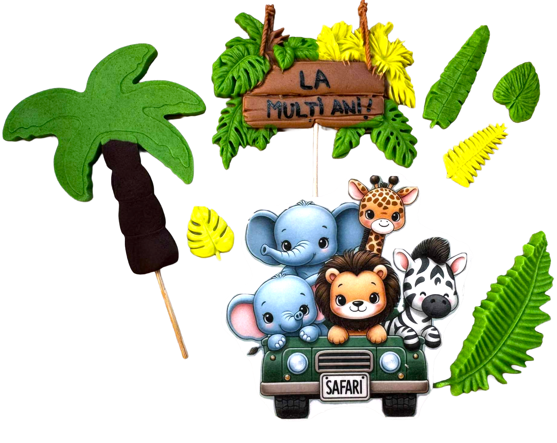 Safari sæt – 8 spiselige figurer i fondant til kager