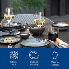 Villeroy & Boch – Manufacture Rock Starter-Set 6 Teilig Schwarz, Spülmaschinenfest, Mikrowellensicher, Geschirr Set Schwarz Matt, Tafelservice, Essgeschirr, Premium Porzellan Bordservice Sets Naty Shop