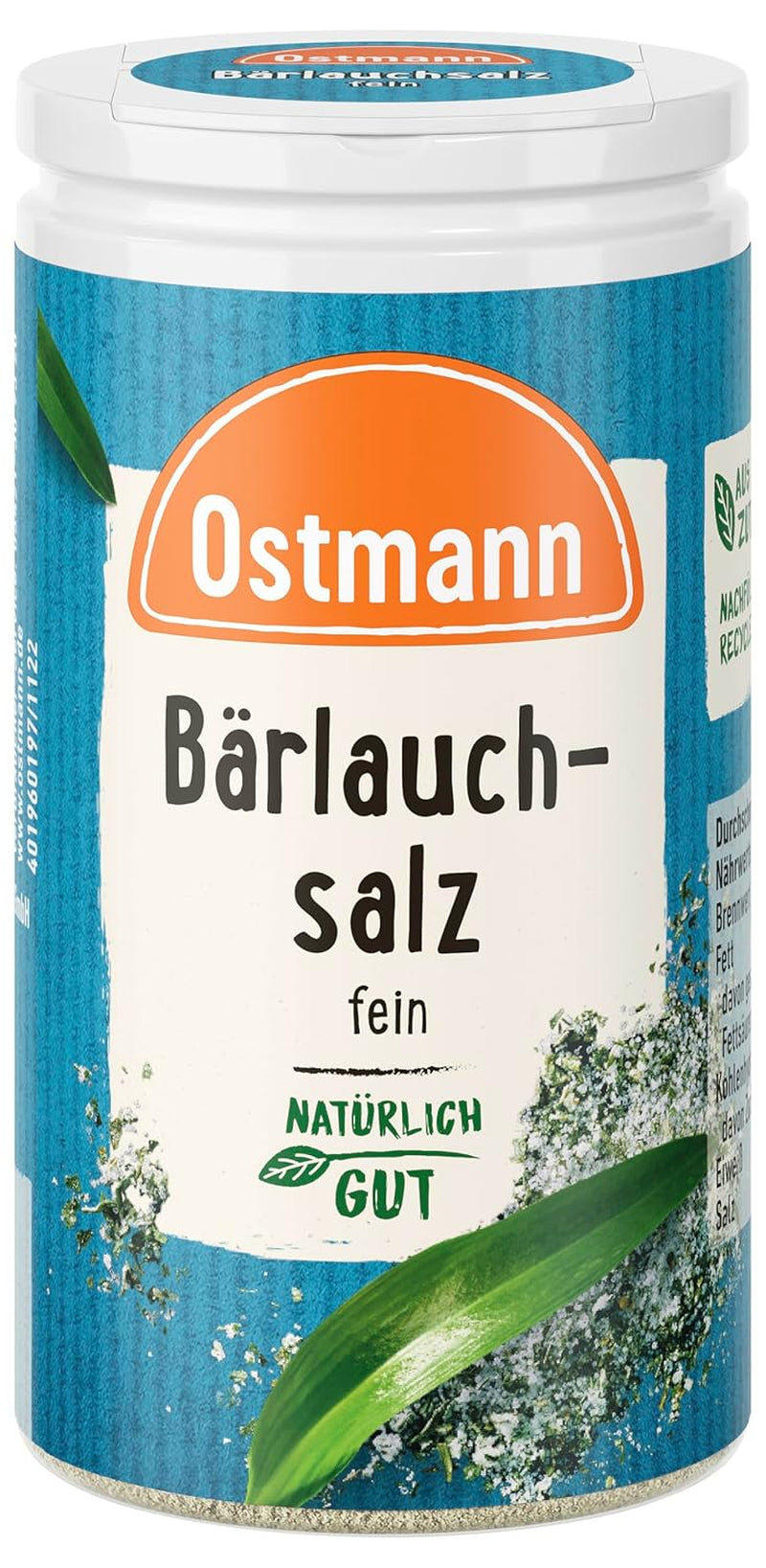 Ostmann Gewürze - Bärlauchsalz | Ideel til Herzhaften Gemüse eller Fleischgerichten Recyclebare, nachfüllbare Streudose | 65 g i Streuer