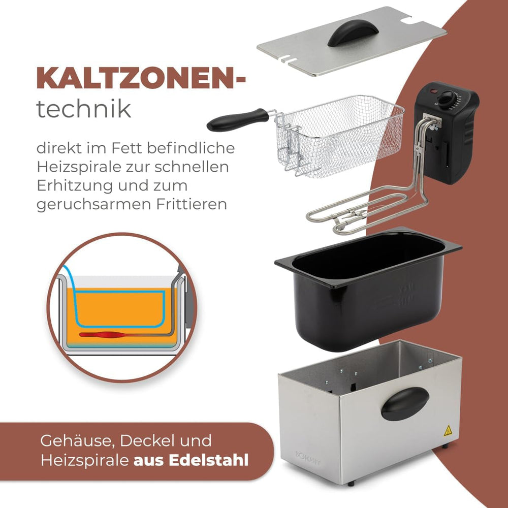 Bomann® oliefrituregryde, 3L kapacitet, Cool Zone Technology og afløb, 2000 W Hvidevarer Naty Shop
