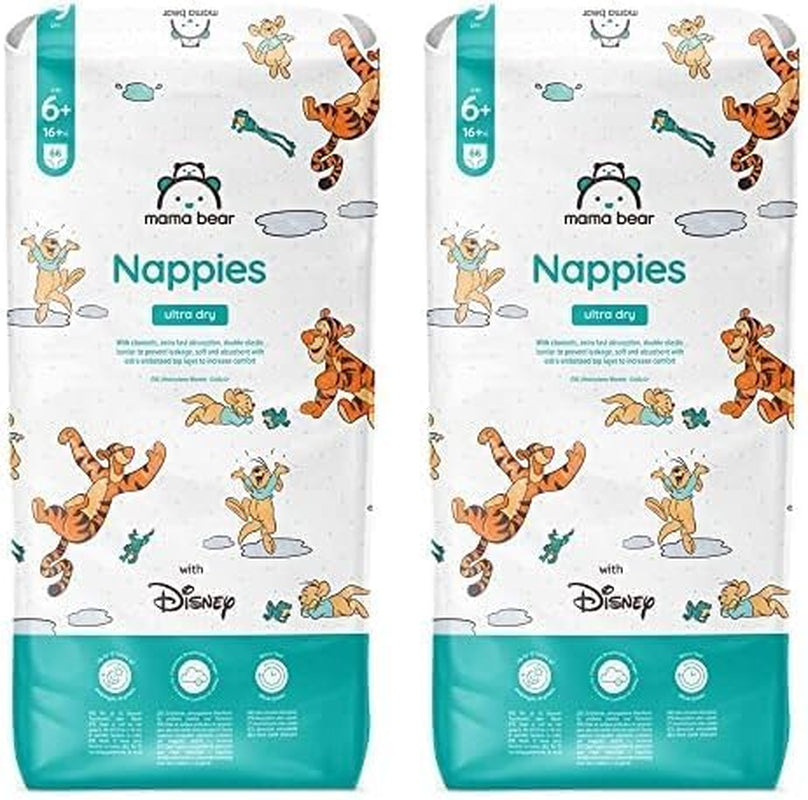 Amazon-mærke: Mama Bear Disney Ultra Dry Bleer, Størrelse 3 (4-9 kg) - Månedlig æske, hvid, 172 Antal (2 pakker af 86)