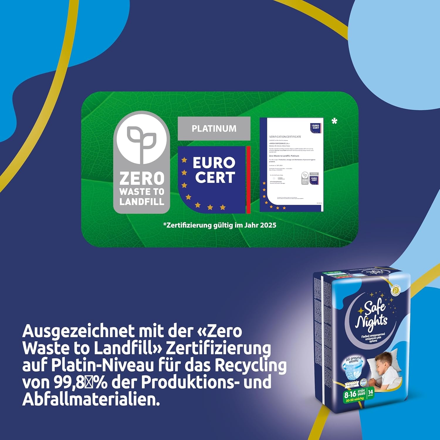 Safe Nights Boy, natbukser til alderen 8-16 år (30-50 kg), 84 stk.