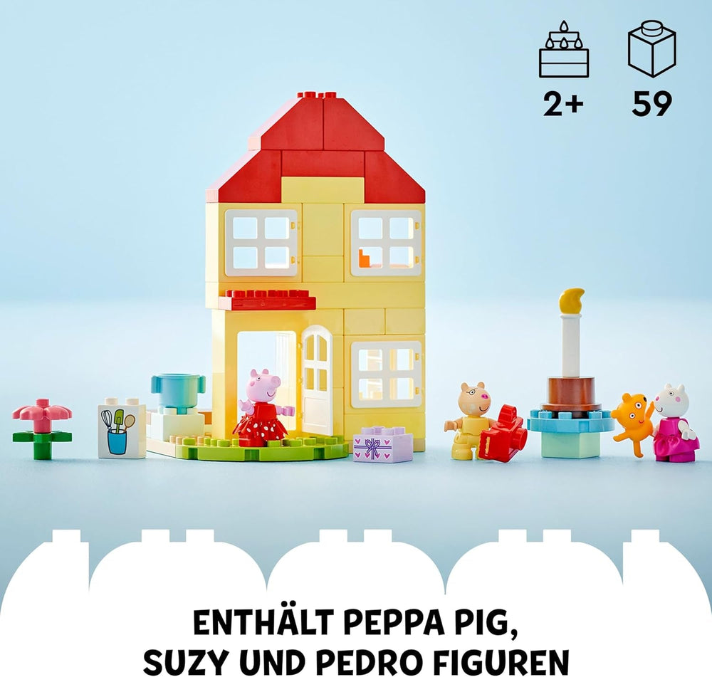 LEGO DUPLO Peppas fødselsdagshus: Kreativt 3-cifret legetøj, bygge og genopbygge legetøjshus til 2-årige, drenge og piger, fremmer fingerfærdighed 10433 Byggesæt Besuche den LEGO-Store
