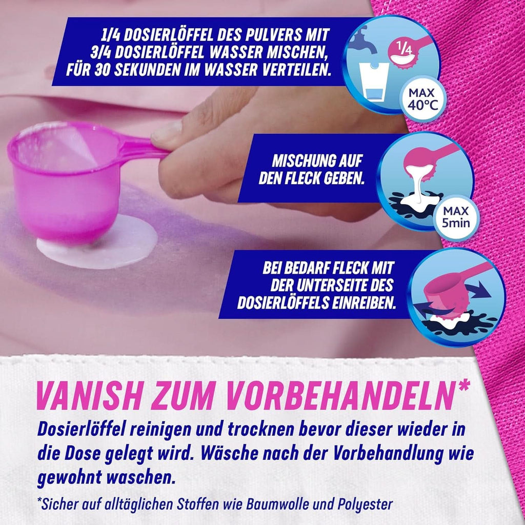 Vanish Oxi Action Powder Pink - 1,125 Kg - pudră de îndepărtare a petelor și de îmbunătățire a rufelor fără clor - pentru rufe colorate Detergenti Rufe Naty Shop