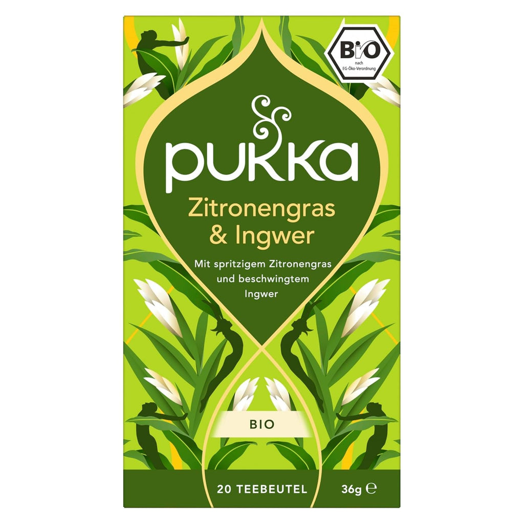Pukka | Ceai din plante bio „Lemongrass &amp; Ginger” | Lemongrass, ghimbir și lemn dulce | 4 x 20 pliculețe de ceai
