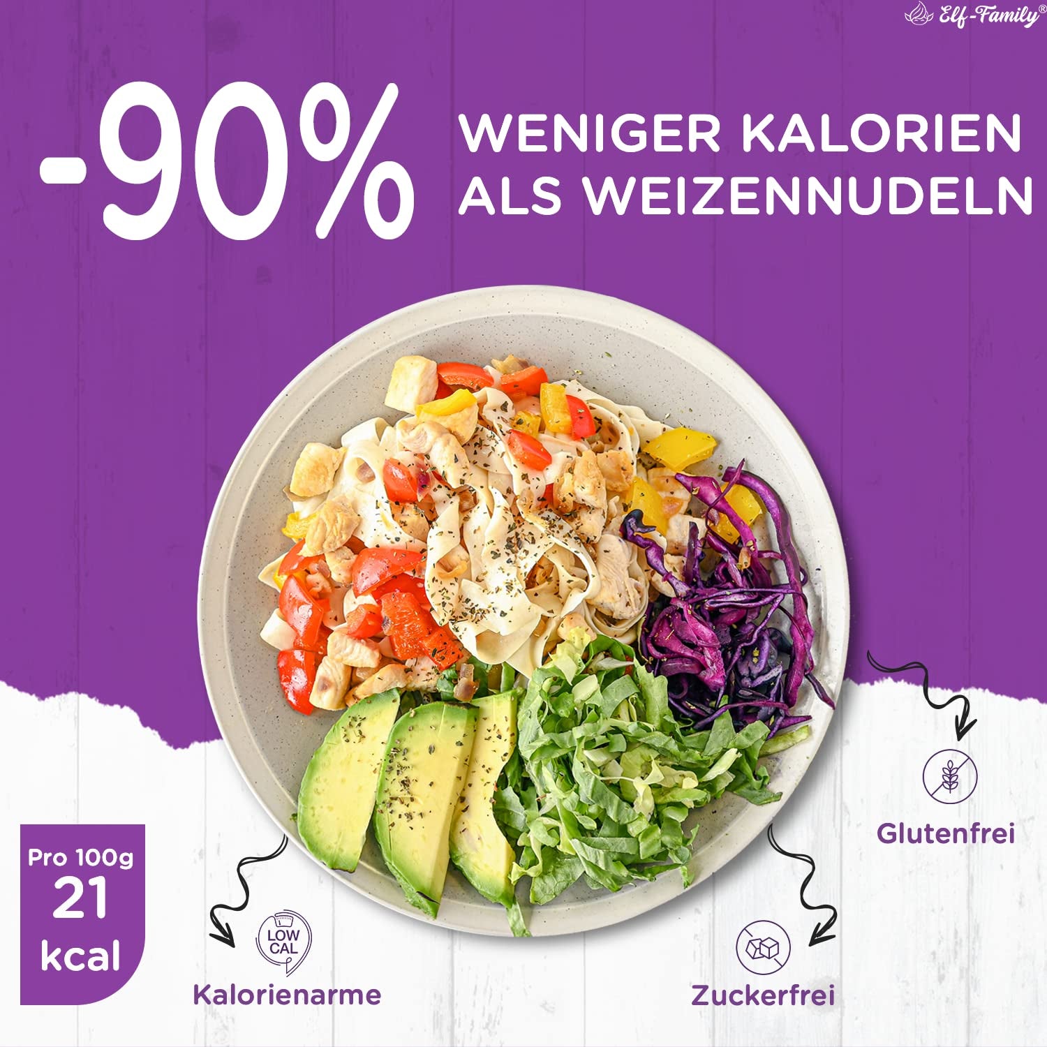 Premium Konjac-nudler fra Thailand, veganske, glutenfri - 240 g x pakke med 6 (12 pakker), Shirataki-nudler fra alffamilien, instant-nudler, pasta/keto/lav kulhydrat/lavt kalorieindhold/sukkerfri - spaghetti og fettuccine