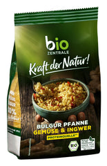 Biozentrale Bulgur i bakke med grøntsager og ingefær | 200 g perfekt til et hurtigt takeaway måltid | kilde til vegansk protein | let at tilberede
