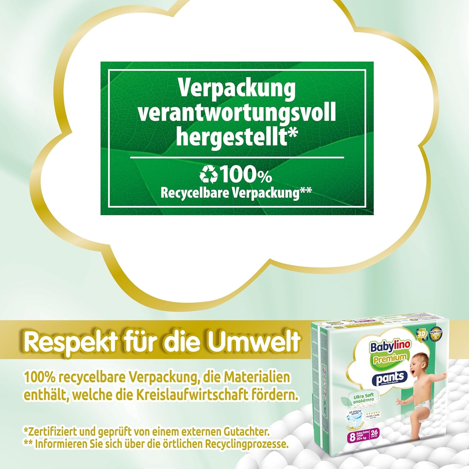 Premium bukser størrelse 8 med ultra-blødt filter, XXL (20+ kg), 26 stk.