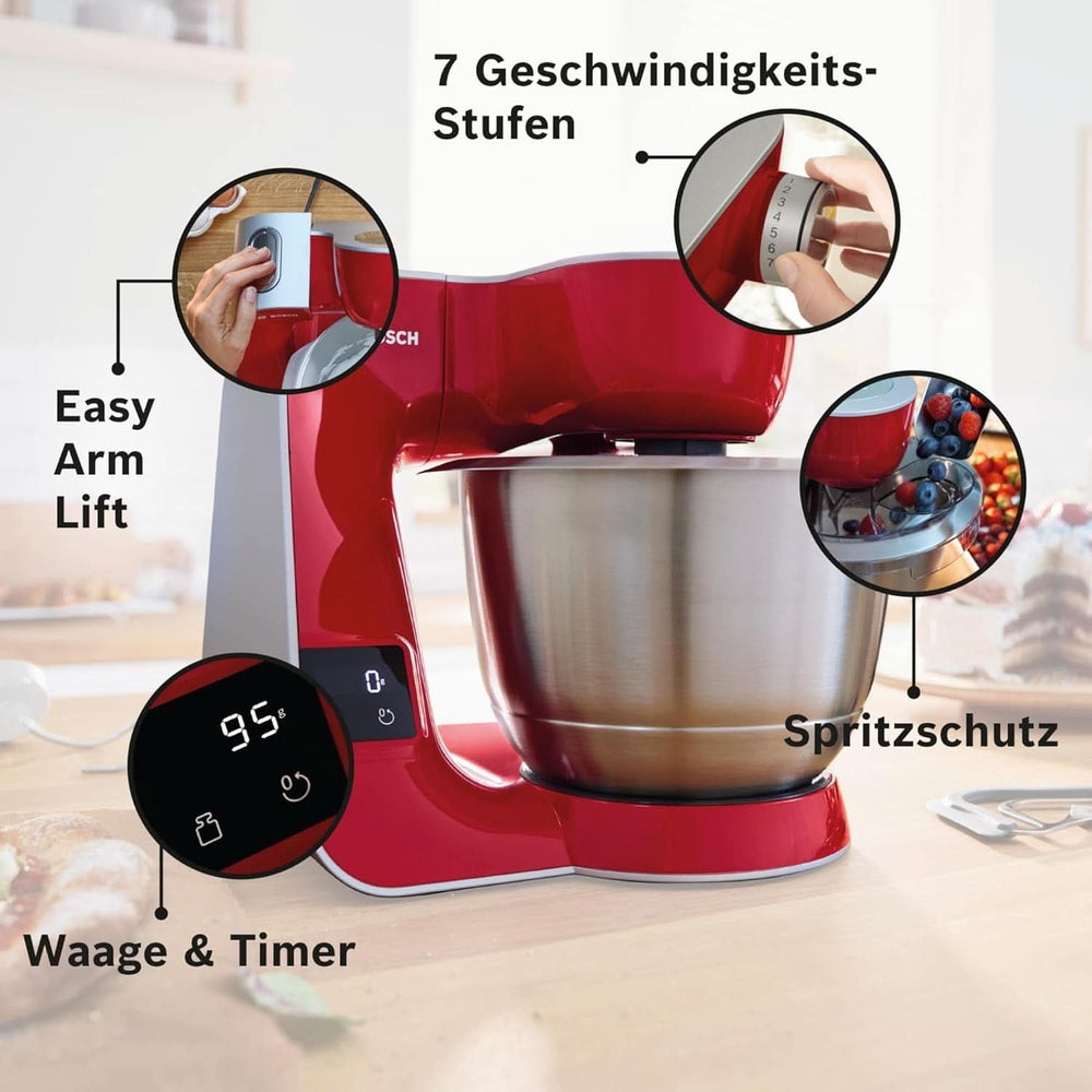 Foodprocessor Bosch Series 4 MUM5X720, integreret vægt, skål i rustfrit stål 3,9L, mixer 1,25L, 1000W Tilbehør Mad og amning Bebe Naty Shop