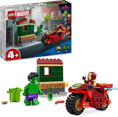 LEGO Marvel Iron Man med cykel og hulk, superheltebyggelegetøj til børn, cykel- og minifigursamlingssæt, gave til piger og drenge 4 år gammel 76287 Byggesæt Besuche den LEGO-Store standardtitel