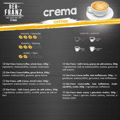 DER-FRANZ Kaffee Crema, Intensität 4/5, 100% Arabica, ganze Kaffeebohnen, 3 x 500 g