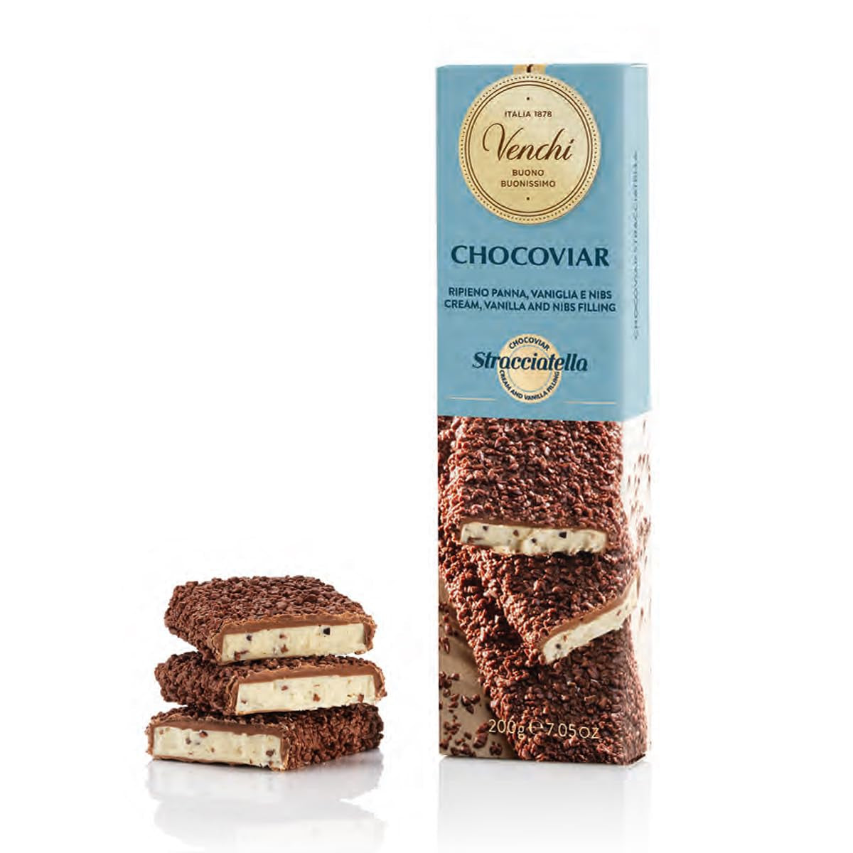 Venchi, Baton de ciocolată Chocoviar Pistachio, 200 grame Naty Shop Stracciatella