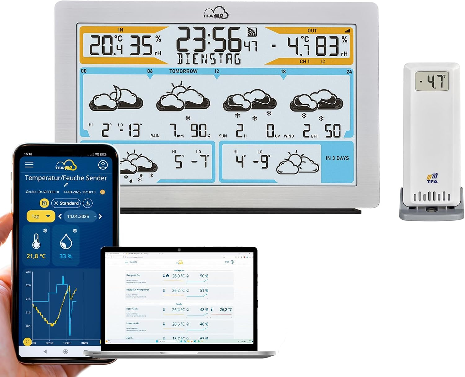 TFA Dostmann TFA-ID ID-A5 Pool sender TFA-ID ID-A5 Pool, 30.3907.02, kompatibel med TFA.me system, WLAN kompatibel, til online overvågning af pools, damme, isbade, fjernbetjening, vandtemperaturmåling, 868 MHz, hvid