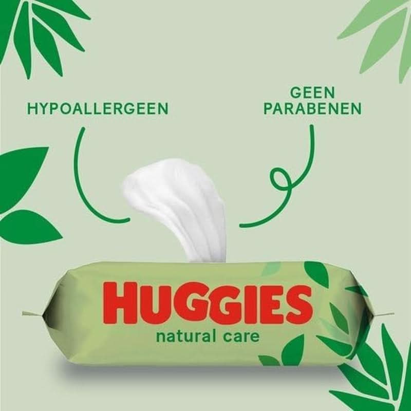 Huggies® Natural Care Baby Wipes, 10 x 56 Wipes, lavet af hudplejefibre til sund hud, beriget med Aloe Vera Baby Wet Wipes Naty Shop