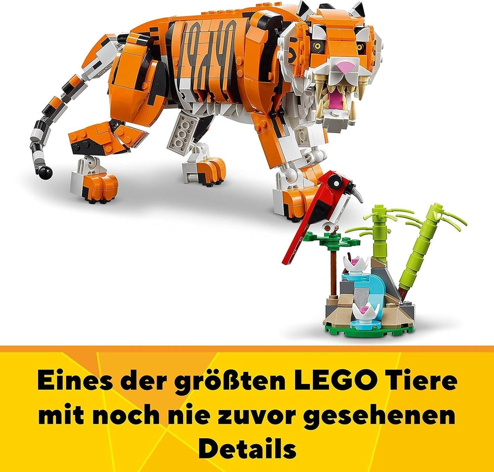LEGO 31129 Creator Majestic Tiger, Panda eller Fish 3-i-1 Dyrefigursæt Legetøj til børn Drenge og piger Dyrebyggelegetøjsbyggesæt Besuche den LEGO-Store