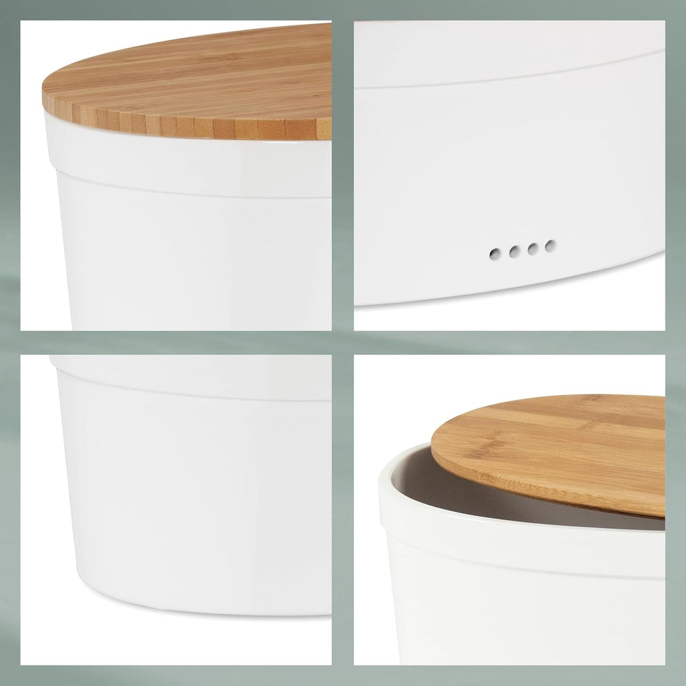 Cutie de pâine Kela cu găuri de ventilație, cutie de pâine ceramică, SALENA, vas de pâine, alb, 36,5 x 23,5 x 14 cm Cutii depozitare alimente Naty Shop