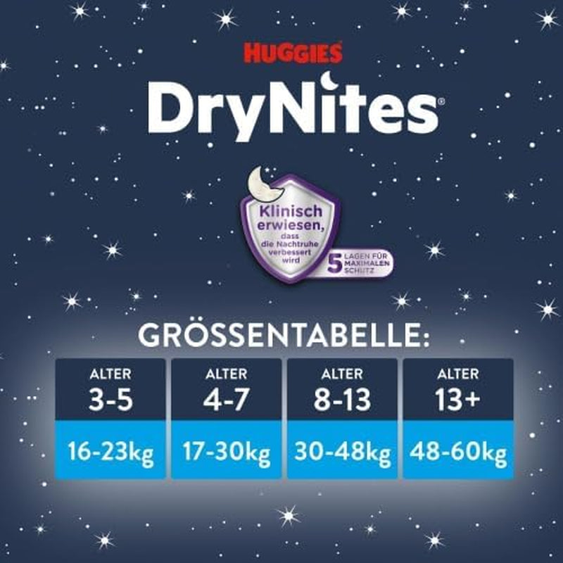 Huggies DryNites superabsorberende nattebleer til piger 4-7 år, 4 x 16 trussebleer (64 antal), månedlig pakke