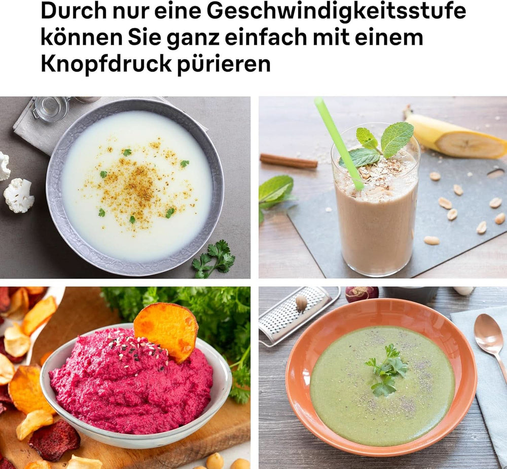 Braun Stabmixer MQ10.001M Multiquick 1 - Extra Leichter Pürierstab Mit Edelstahl-Mixfuß Und Easytwist System, Inkl. 600 Ml Mix- & Messbecher, 450 Watt, Weiß Mama si Copilul Naty Shop