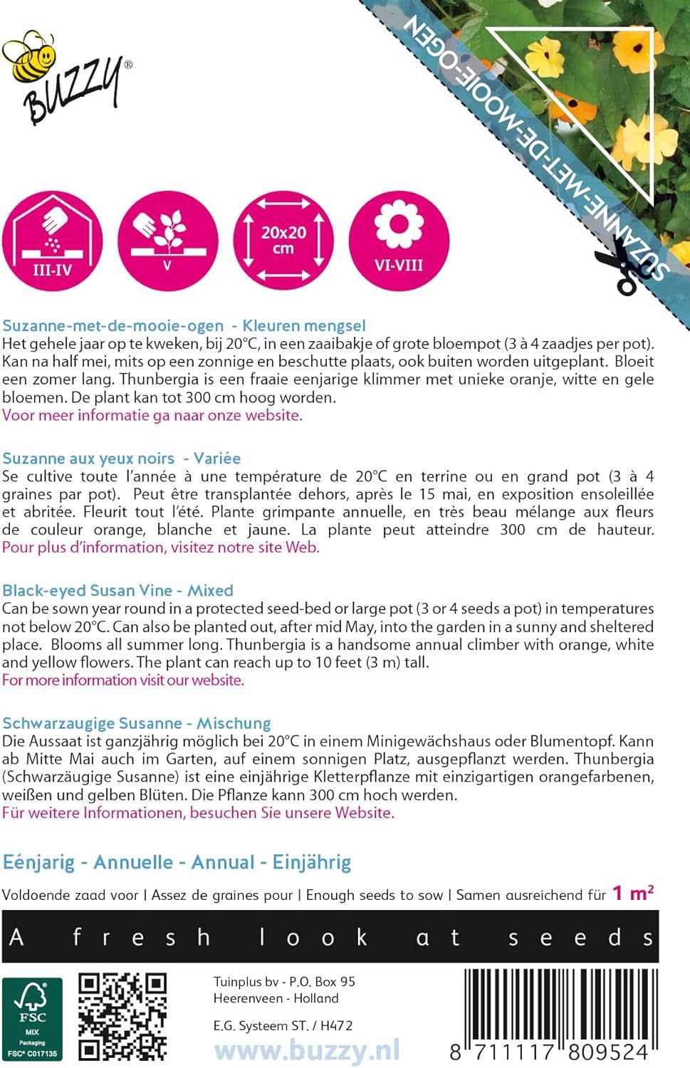 Buzzy klatrende blomster, Thunbergia mix