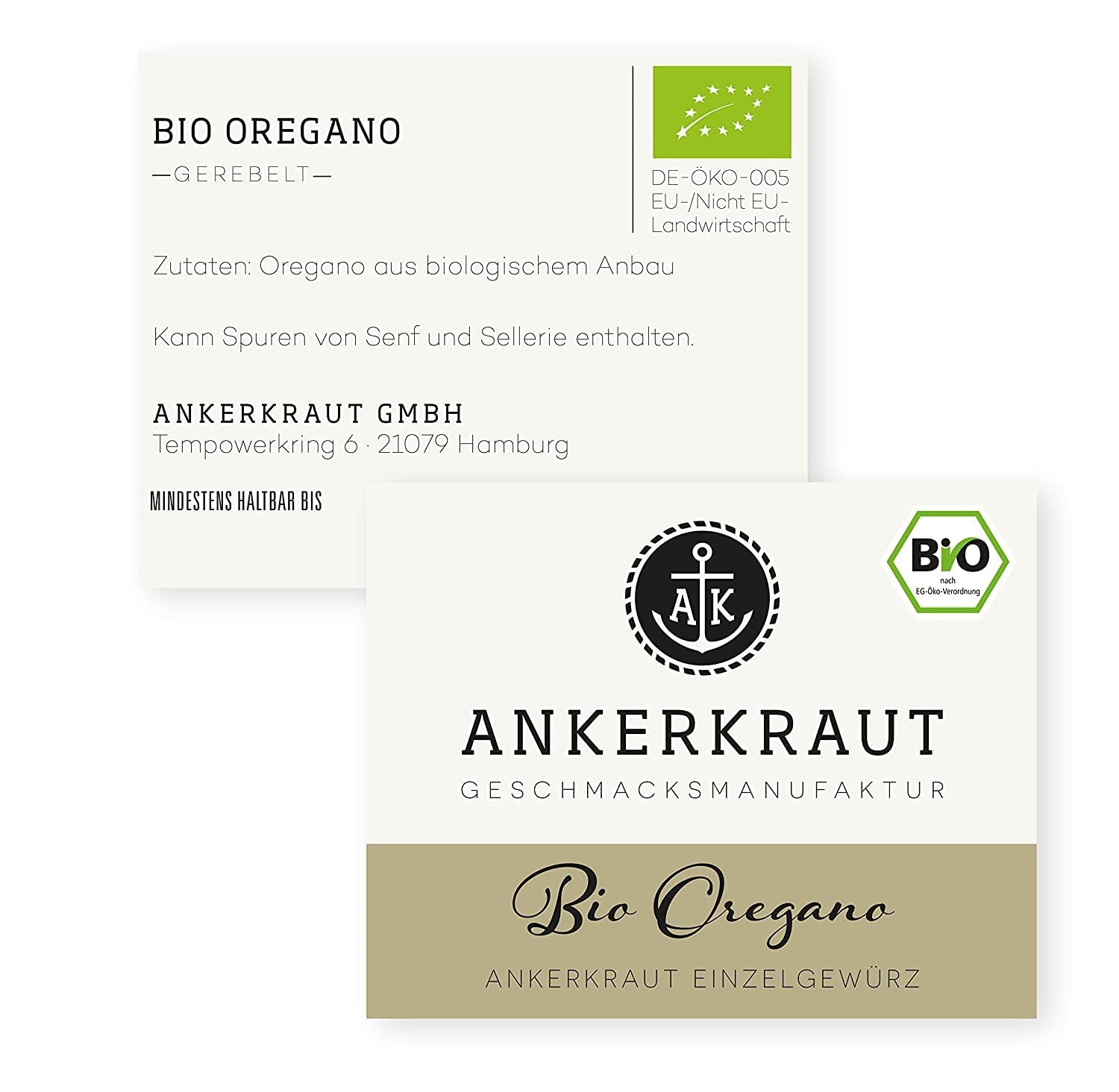 Ankerkraut BIO Oregano, gerebeltes Küchen-Kraut, 15 g i korkglas, Bio-Qualität zum selber Sürzen, Gewürz mediterranean Küche für Pizza & Pasta