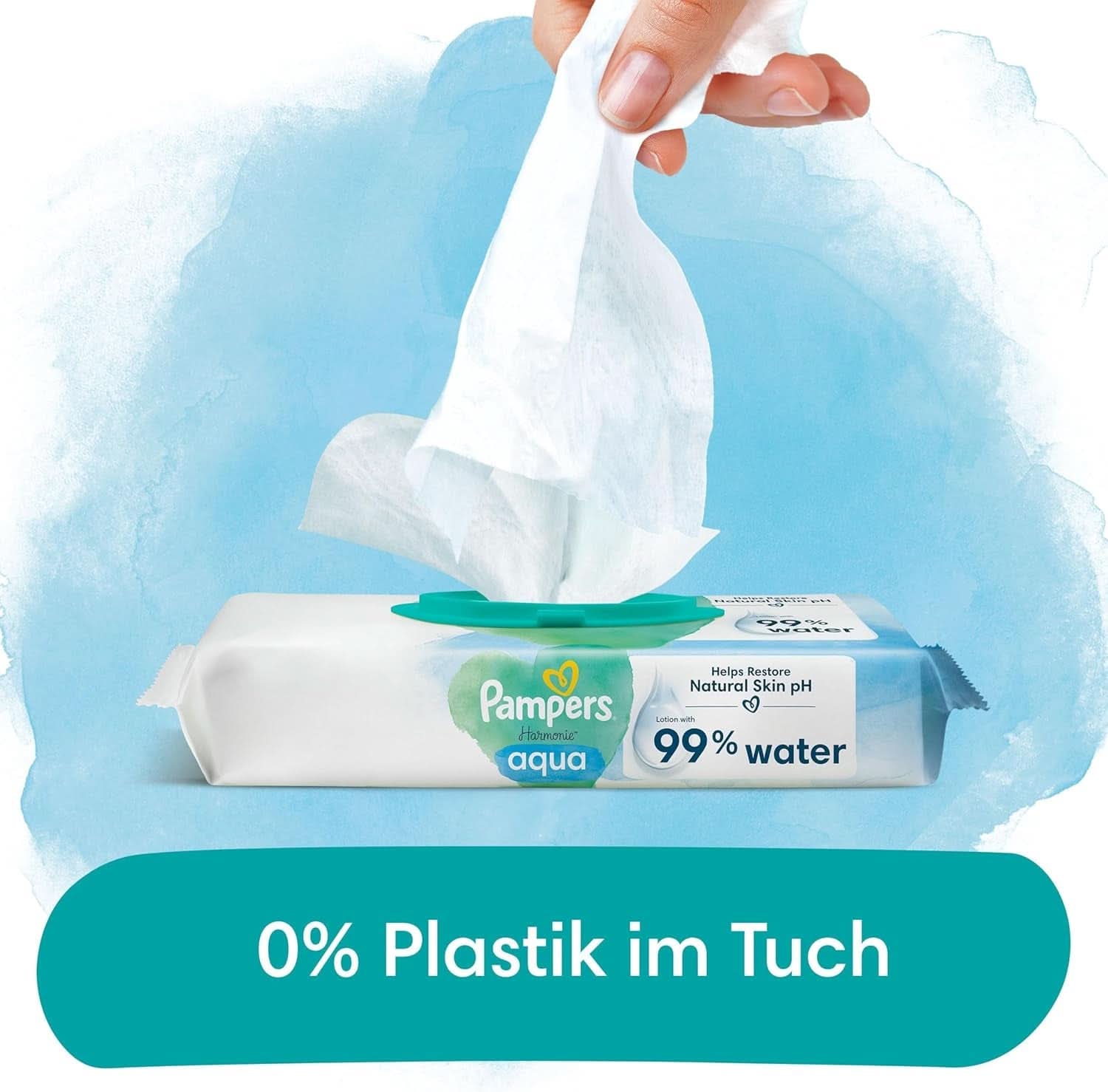 Pampers Harmonie Aqua vådservietter, vådservietter, der hjælper med at genoprette hudens naturlige pH-værdi, let lotion med 99% vand Baby Wet Wipes Naty Shop