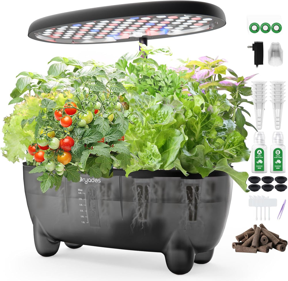 Hydroponic Grow System: 8 kapsler, 24W LED-lampe med fuld spektrum med advarsel om lavt vand | Indendørs have til køkken, stue, skole | Gaveidé til amatørgartnere