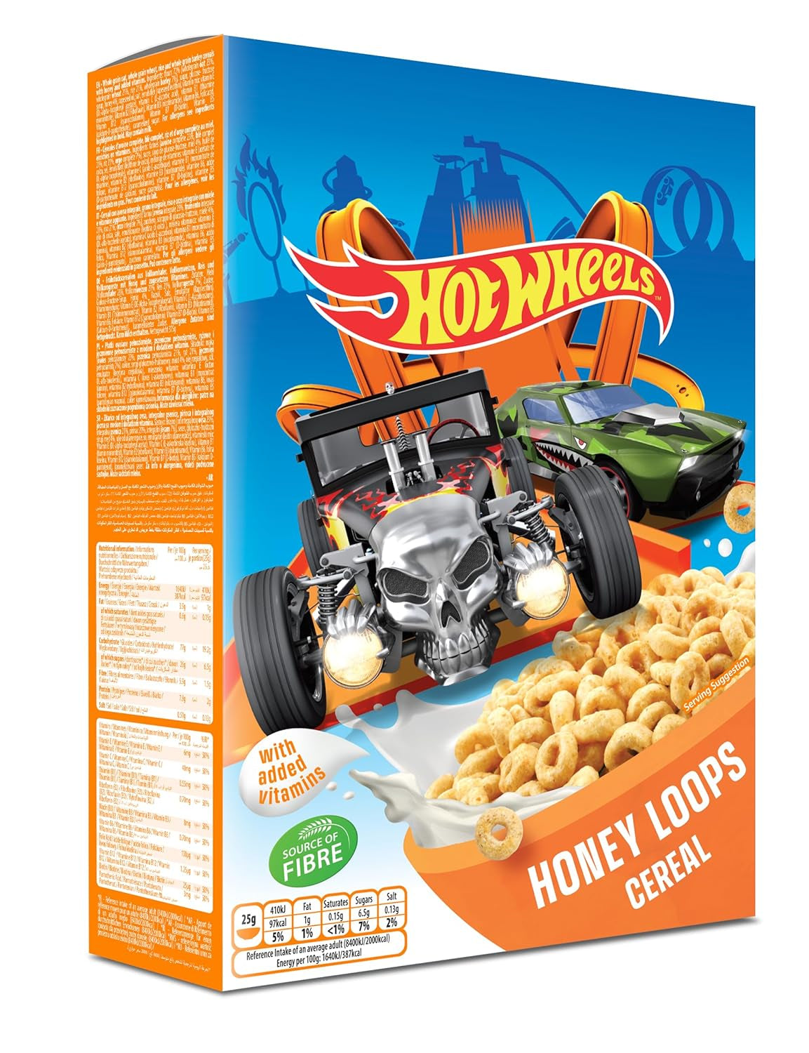 Hot Wheels Honey Loops Crunchy fuldkornsmorgenmad med tilsatte vitaminer, 1 pakke (1 x 375 g)