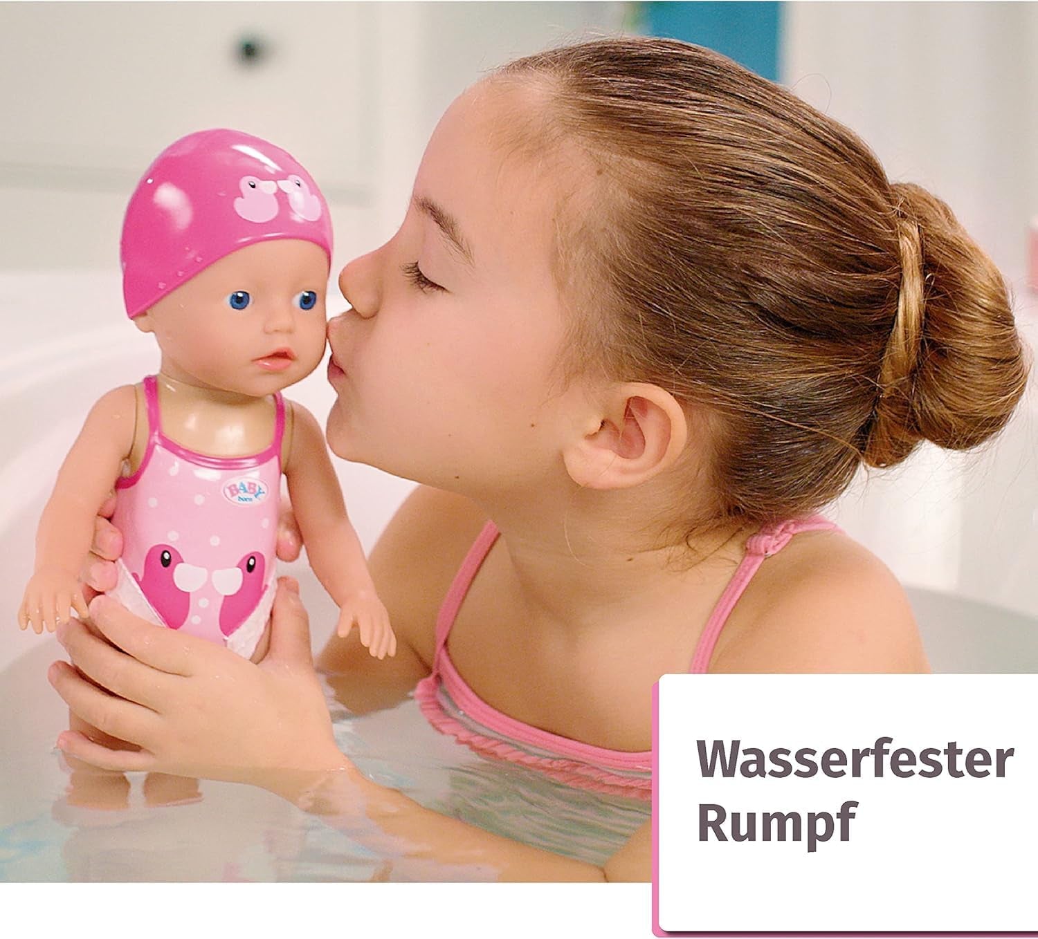 BABY Born My First Swim Girl, păpușă de baie cu vânt, impermeabilă, funcționează fără baterii, păpușă înaltă de 30 cm, 834060 Zapf Creation, roz Papusi Naty Shop
