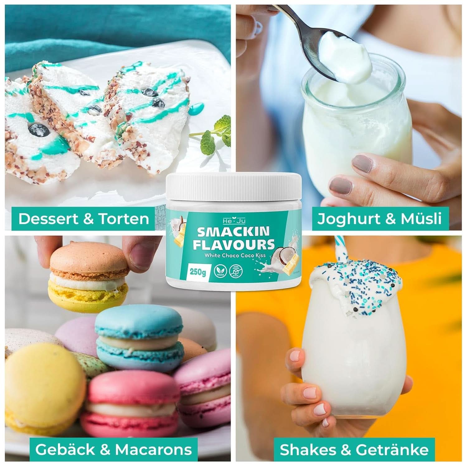 He-Ju, Pulver med hvid chokolade og kokossmag, 250 gram Aromas Naty Shop