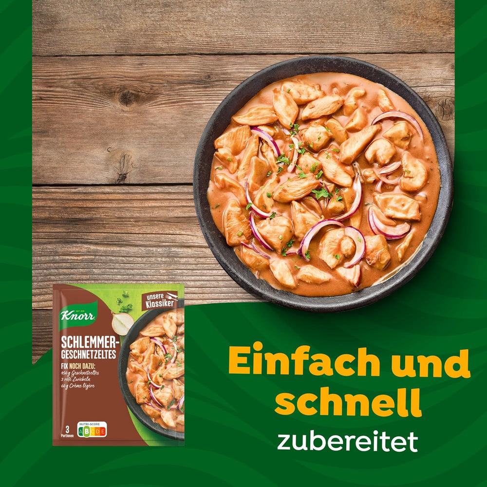 Knorr Fix Würzmischung Schlemmer-Geschnetzeltes für ein leckeres Fleischgericht ohne geschmacksverstärkende Zusatzstoffe 43 g 1 Stück