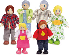 Hape dukkefamilie prisvindende dukkefamiliesæt unikt trædukkehustilbehør Fantastisk leg 6 dukkefamiliemedlemmer Naty Shop Dolls Standardtitel