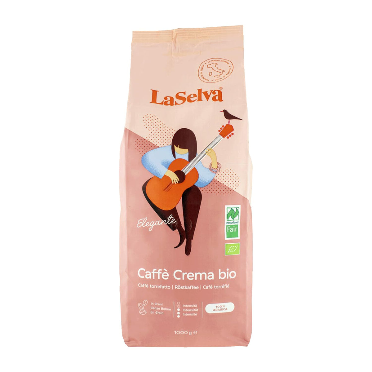 Cafea prăjită Caffé Crema Elegante, boabe întregi, organică, 1 kg