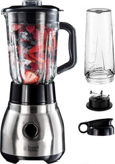 Russell Hobbs Standmixer 2-I-1 [1,5L Glasbehälter Mixer & 0,6L Mini Smoothie Maker -To-Go-Trinkflasche Inkl. Deckel] Spülmaschinenfest, Impuls-/Ice-Crush Funktion, Becher BPA Frei, Edelstahl 23821-56 Kitchen Naty Shop Standmixer 2-I-1
