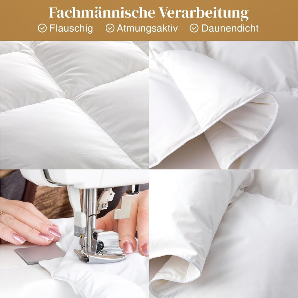 135X200 Plapumă pentru toate anotimpurile 100% plapumă de bumbac cu puf de gâscă și pene, plapumă de pene cu umplutură groasă fără pluș viu, plapumă de tranziție extra pufoasă 3D Baffle Box pentru pat unic, alb Plapumi si pilote Naty Shop