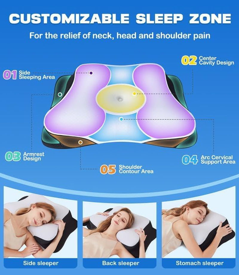 SUPA MODERN pernă din spumă cu memorie, pernă de răcire pentru dormit lateral 60X40, pernă ortopedică pentru spate, lateral, stomac pernă de gât pentru ameliorarea durerii de gât Perne ortopedice cervicale Naty Shop