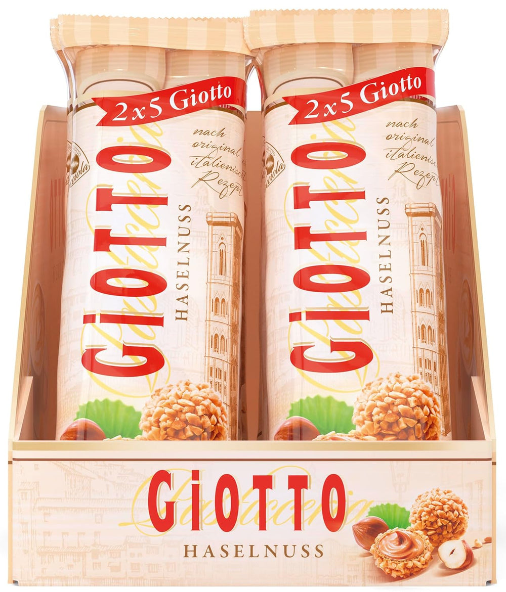 GiOTTO – en wienerbrødsspecialitet tilberedt efter en original italiensk opskrift – oblatskal, mælke- og hasselnøddecremefyld og hasselnøddeglasur – 10 x 21,5 g