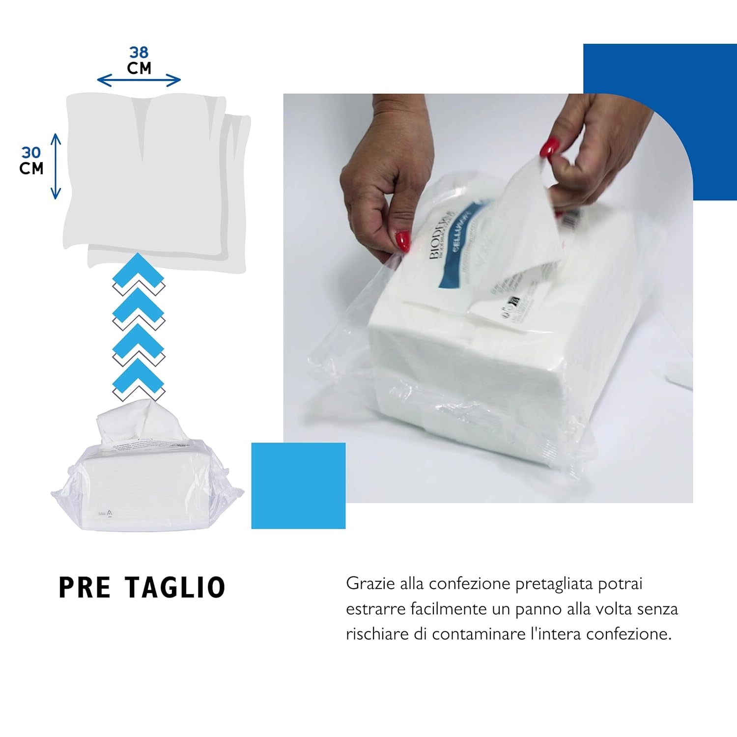 BIODERM Cellusoft - bløde, multifunktionelle engangsviskose og polyester vådservietter - multifunktionelle servietter til den delikate hygiejne af følsom og rød hud hos ældre og børn - 30 x 38 cm (50)