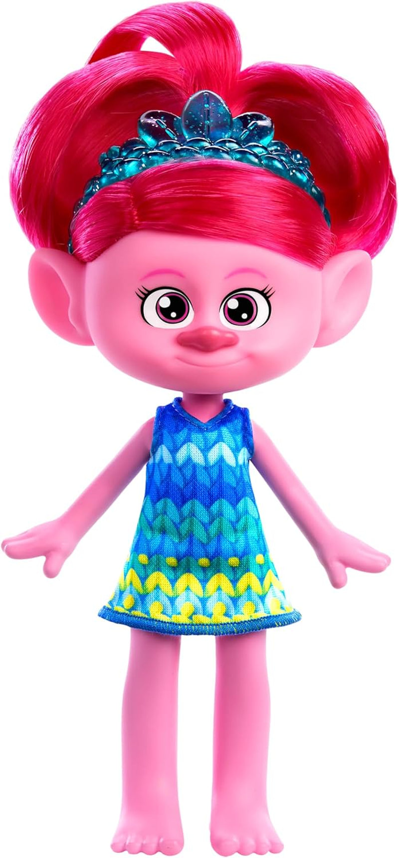 Mattel DREAMWORKS TROLLS Gemeinsam Stark – Haarige Überraschungen Chenille Puppe mit Lechtend blauem Haar zum Stylen, lila Stirnband, für Kinder ab 3 Jahren, HNF15